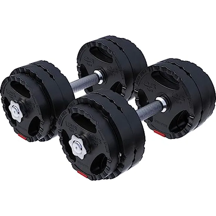 GORILLA SPORTS® Kurzhantelset - 20 kg oder 30 kg, Ø 30mm, 2 Kurzhantelstangen mit 4 Sternverschlüssen, Griff gerändelt, Kunststoff - Hantelset, Gewichte, Kurzhanteln 2er Set, Kurzhantel Set