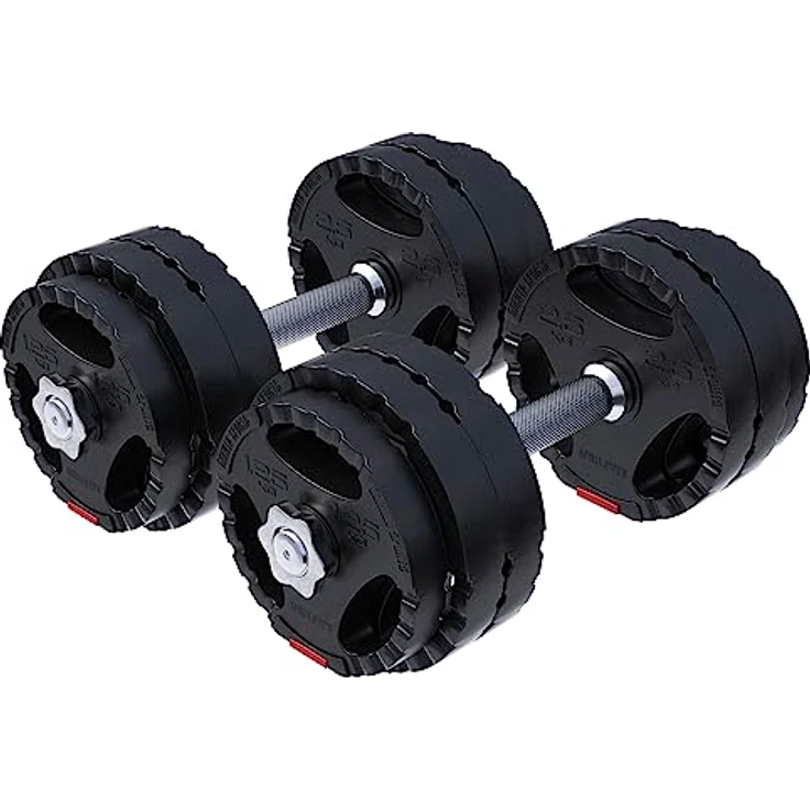 GORILLA SPORTS® Kurzhantelset - 20 kg oder 30 kg, Ø 30mm, 2 Kurzhantelstangen mit 4 Sternverschlüssen, Griff gerändelt, Kunststoff - Hantelset, Gewichte, Kurzhanteln 2er Set, Kurzhantel Set – Bild 1