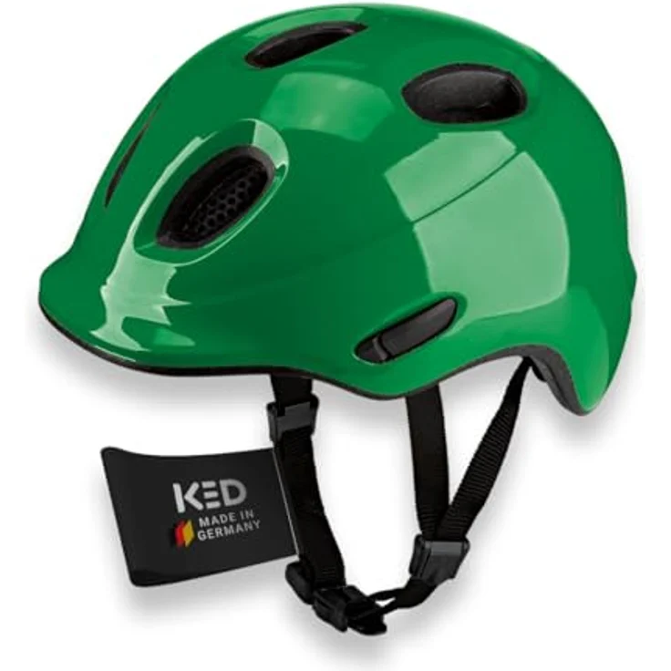 KED Meggy Spark M, Kinder Fahrradhelm mit In-Mold-Technologie, verstärktem Hinterkopfschutz und integrierten Reflektoren, grün - green glossy – Bild 1