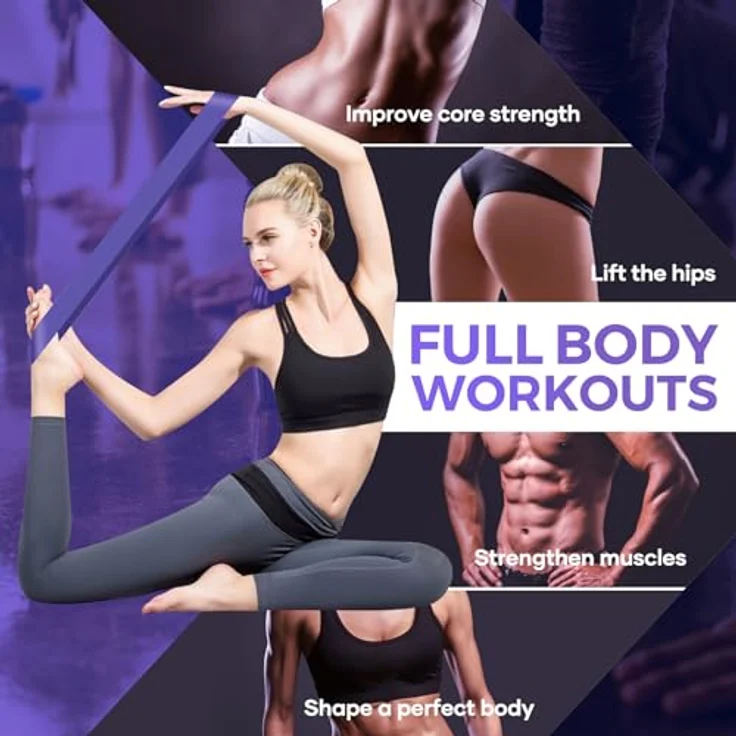 Fokky Fitnessbänder [5er Set], 100% Naturlatex Resistance Bands mit 5 Widerstandsstufen, inklusive Übungsanleitung auf Deutsch & Tragebeutel, ideal für Muskelaufbau, Pilates und Yoga – Bild 4
