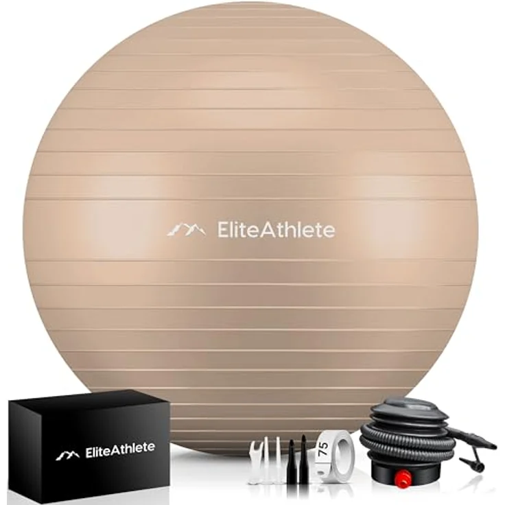 EliteAthlete Gymnastikball Sitzball Büro ergonomisch mit Anti Burst System - Fitness Pilates Schwangerschaft - Schwangerschaftsball Fitnessball Yogaball - Yoga Ball 65cm inkl. Luftpumpe - Preisvergleich – Bild 1