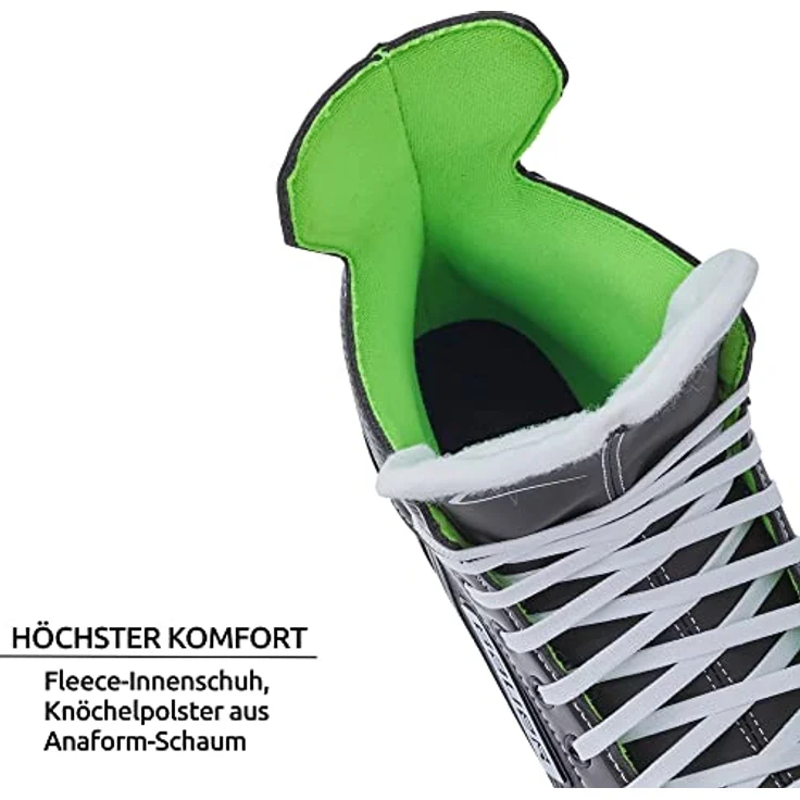 Bauer Herren Schlittschuhe X-LS, Eishockeyschuhe Größe 45,5 mit Edelstahlkufen, schwarz, bequemer Fleece-Innenschuh und Knöchelpolster – Bild 3