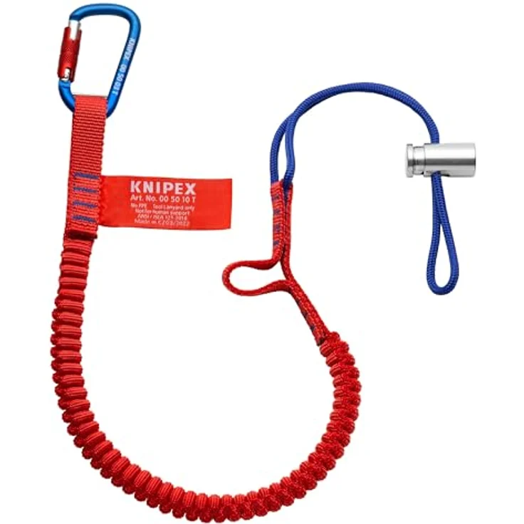 Knipex 00 50 12 T BK Fangleine mit fixiertem Materialkarabiner, 90 cm lang, für Werkzeugsicherung bis 6 kg, schwarz – Bild 1