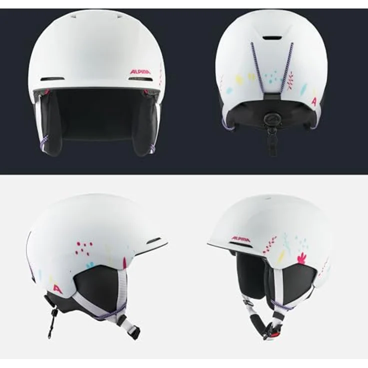 ALPINA BRIX JR, Skihelm für Kinder, sicherer und klimatisierter Schutz, waschbares Innenfutter, White-Graphic matt, L (55-59 cm) – Bild 4