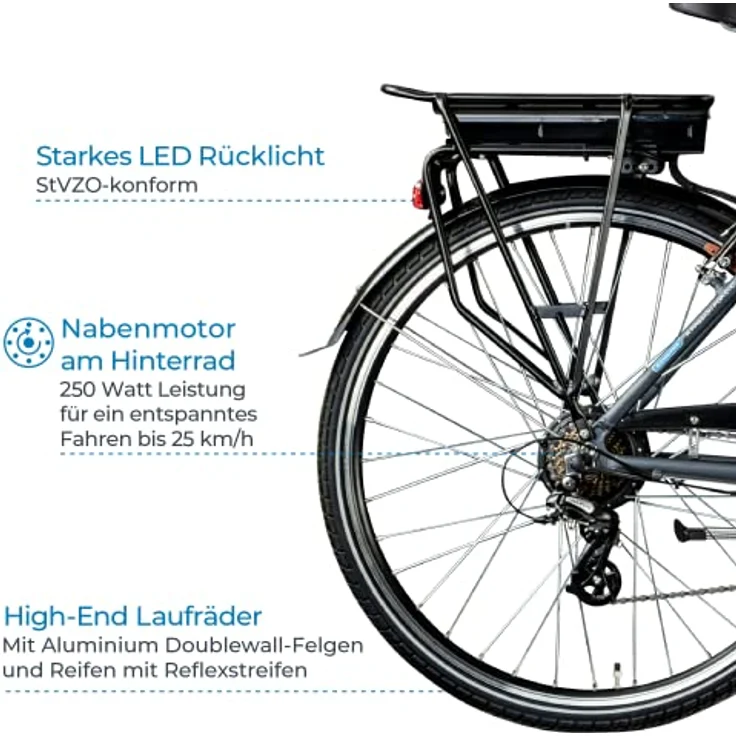 ZÜNDAPP E-Bike Elektrofahrrad Trekking 28 Zoll Herren 155-185 cm 21 Gang 374,4 Wh Akku V-Brakes Green 7.7 – Bild 4