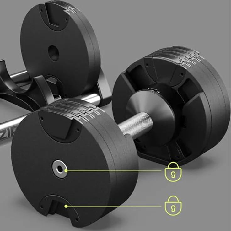 ZIPRO verstellbare Hanteln Round, 1 Stück, rutschfest, einstellbare Gewichte von 2 bis 24 kg, 12 Gewichtseinstellungen, ideal für Home Gym – Bild 5