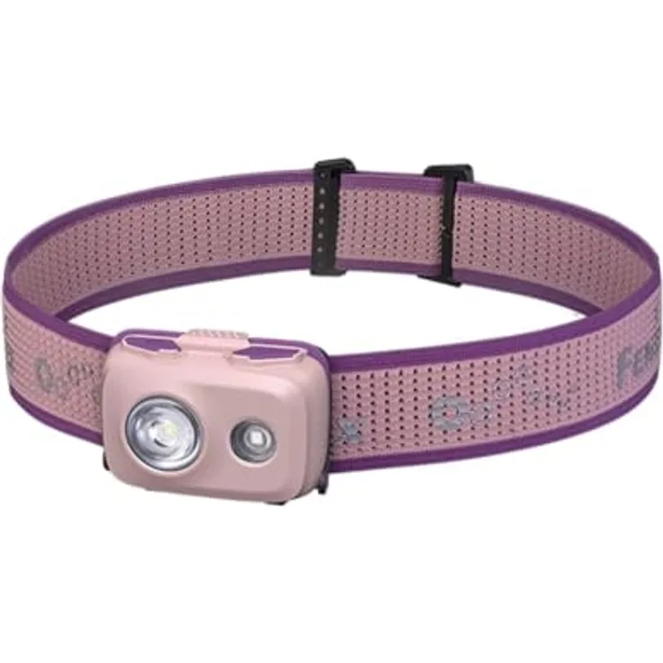 fenix HL16 Rosa, leichte Mehrzweck-Stirnlampe, 450 Lumen, 104 m Reichweite, max. 100 Stunden Laufzeit, AAA-betrieben, Rotlichtmodus, IP66 wasserdicht
