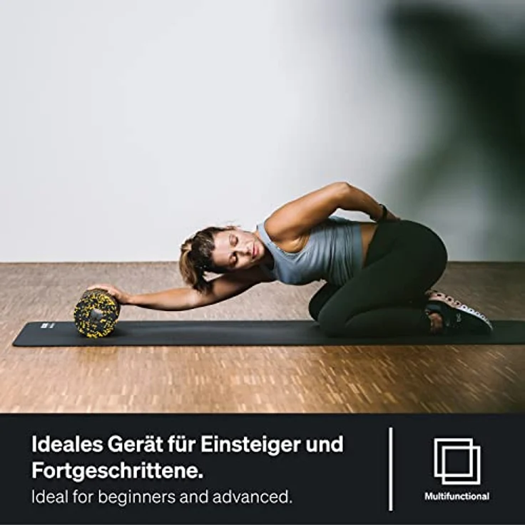 BLACKROLL® STANDARD Faszienrolle (30 x 15 cm), Fitness-Rolle zur Selbstmassage, mittlere Härte, Schwarz/Gelb, Made in Germany – Bild 5