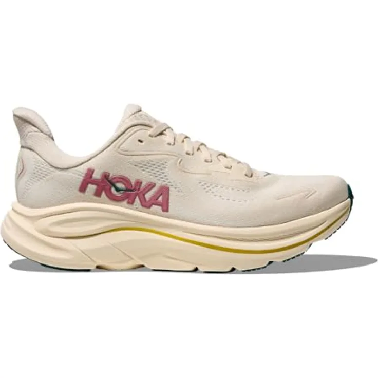 Hoka One One W Clifton 10, Laufschuh mit Meta-Rocker-Geometrie und atmungsaktivem Obermaterial, Farbe Birch / Alabaster, Größe 39 1/3