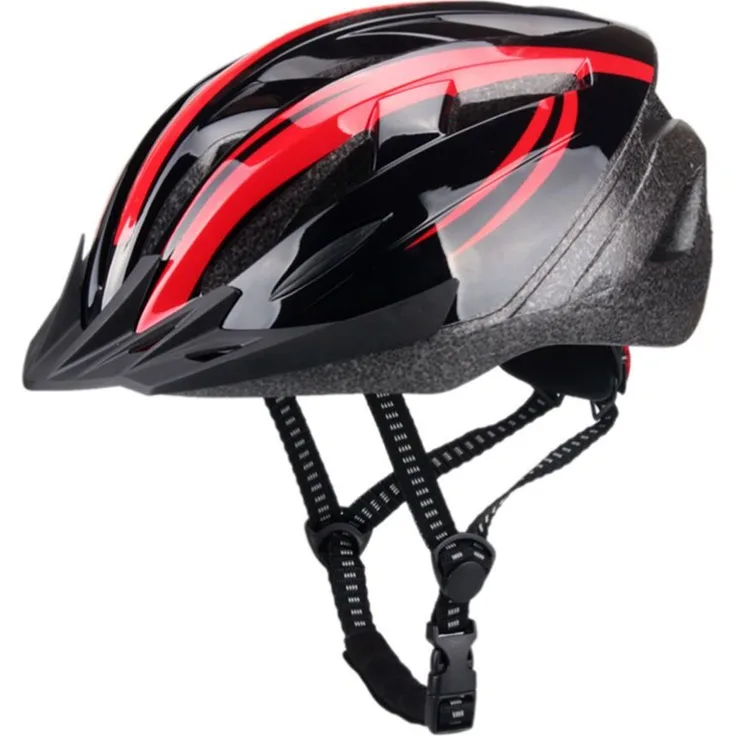 Ty-Trade Fahrradhelm 8225, Schutzhelm für Damen, Herren und Jugendliche, verstellbar, Schwarz-Rot, Kopfumfang 58-61 cm, gute Belüftung mit Sonnenblende