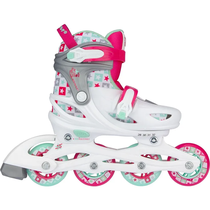 Nijdam Sk8 Star Skate Kinder, verstellbare Inline-Skates mit Hardboot-Design, weiss, für Schuhgrössen 37-40