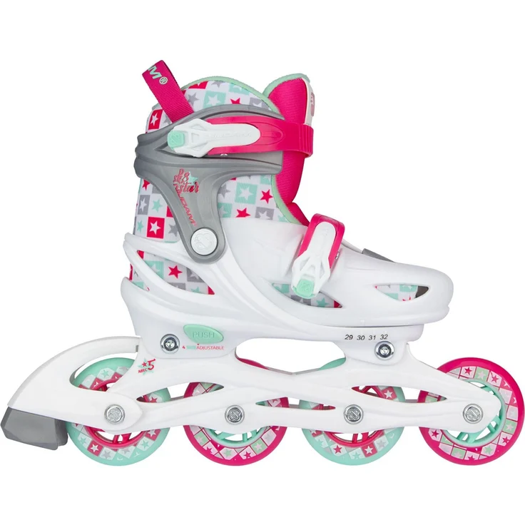 Nijdam Sk8 Star Skate Kinder, verstellbare Inline-Skates mit Hardboot-Design, weiss, für Schuhgrössen 37-40