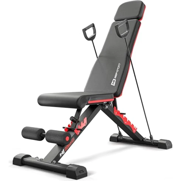 HS HOP-SPORT Hantelbank HS-2080HB, klappbar & stabil, multifunktional mit Expandern, belastbar bis 250 kg – Bild 1