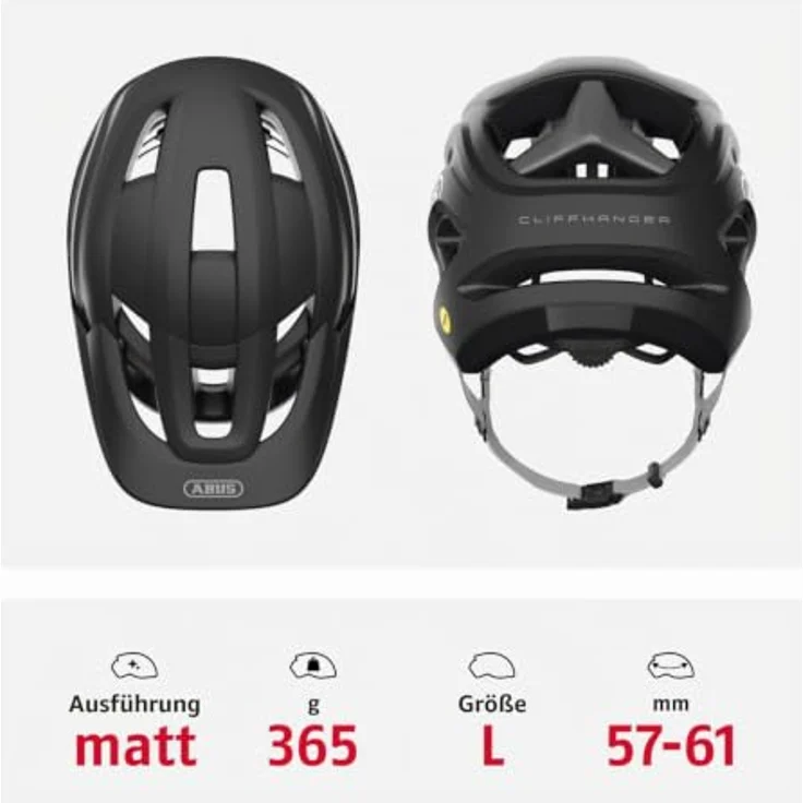 ABUS MTB-Helm Cliffhanger MIPS, Fahrradhelm für anspruchsvolle Trails, MIPS Aufprallschutz, große Lüftungsöffnungen, Schwarz, Größe L – Bild 3