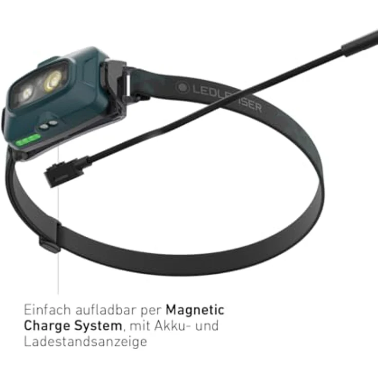 Ledlenser HF4R Core, wiederaufladbare Stirnlampe mit 500 Lumen, IP68 wasserdicht, Teal Green, mit Rotlicht und USB-C-Ladung – Bild 3