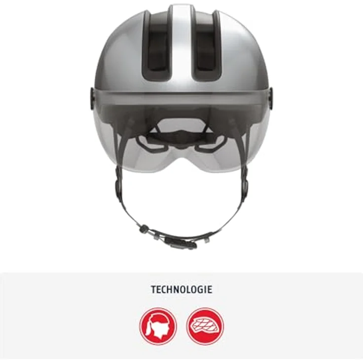 Abus HUD-Y ACE, Velohelm mit integrierten Glas-Visier und aufladbarer Heck-LED, 54 - 58 cm – Bild 2