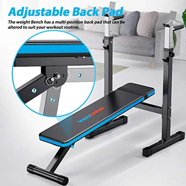 WINNOW Verstellbare Hantelbank mit Dip-Station Klappbare Schwerlast Gewichtheben Bank Heimtraining Fitnessstudio Multifunktion Trainingsbank – Bild 5