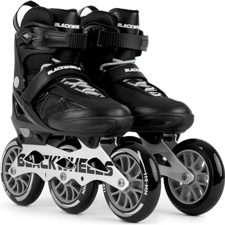 BLACKWHEELS Dynamic Inlineskates, drei-Räder-Anordnung für optimale Geschwindigkeit, 110 mm Räder, größenverstellbar 39-42, Schwarz – Bild 8