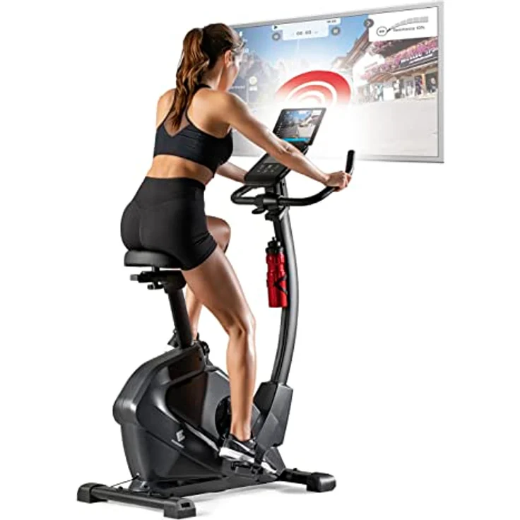 FitEngine Heimtrainer | hochwertiges Aluminium-Schwungrad | 9kg Schwungmasse | 24 Widerstandsstufen | 28 Trainingsprogramme | App-kompatibel - Kinomap | verstellbarer Sportsattel | bis 120kg belastbar - Preisvergleich – Bild 1