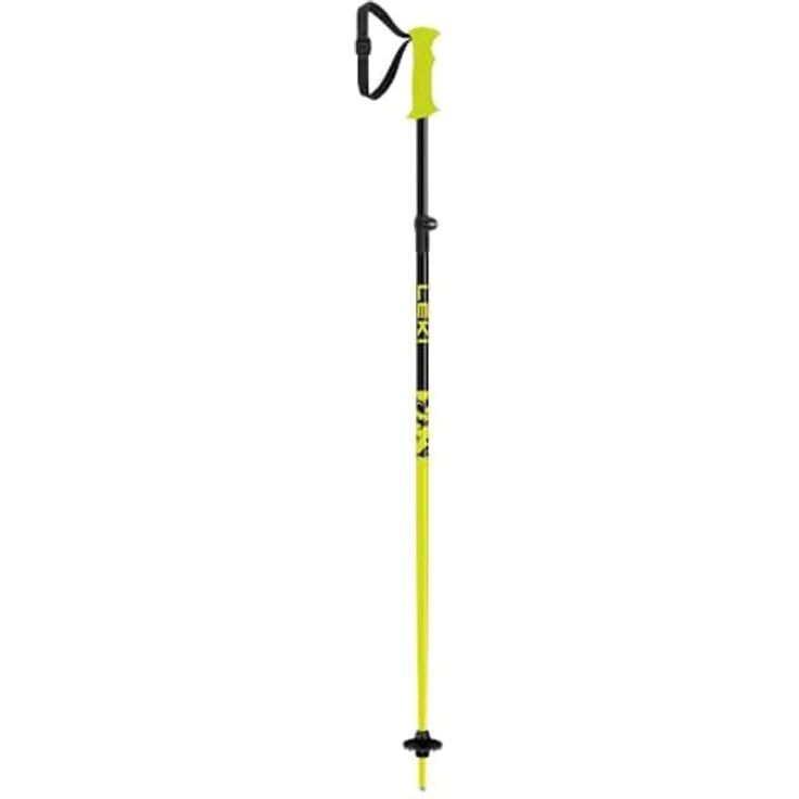 LEKI Rider Vario Neon Gelb, Kinder Skistöcke 85-105 cm mit verstellbarem Riemen und Super Lock System