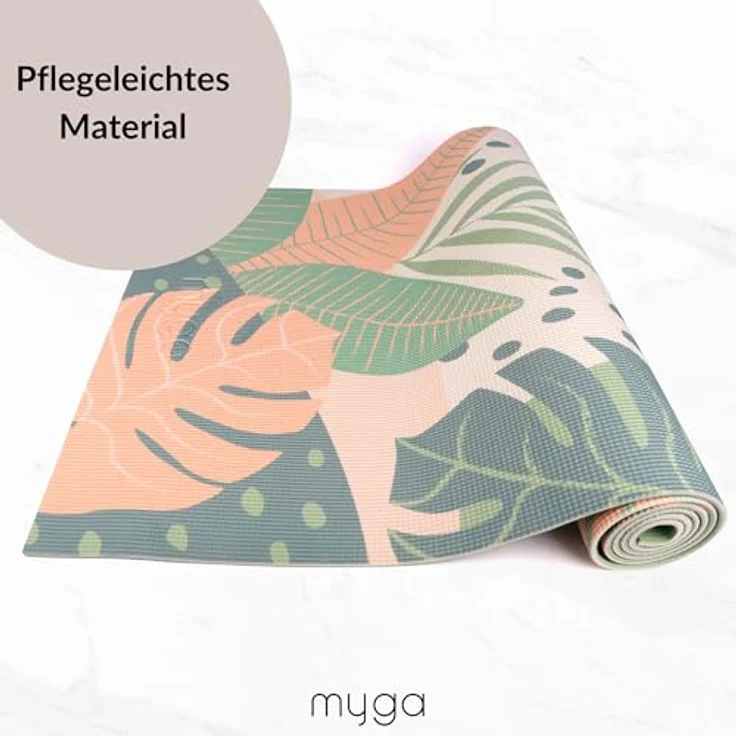 Myga Yogamatte 6 mm Dicke, Rutschfest & Tragbar, 173 cm x 61 cm, Palmen Design, Ideal für Yoga, Pilates, Meditation & Fitnessübungen – Bild 5
