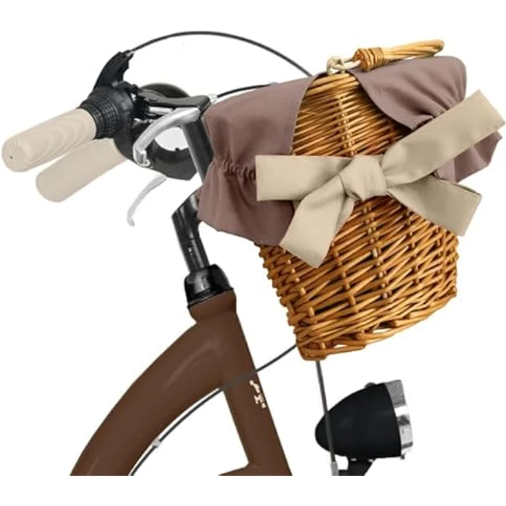 MILORD Citybike Damenfahrrad Vintage 28 Zoll mit 7-Gang Schaltung, Weidenkorb und Braun Creme Reifen – Bild 5