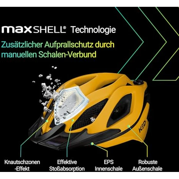 KED Spiri II Trend Allround Fahrradhelm mit LED Licht, Reflektor, Optimierter Belüftung, Insektenschutznetz und K-FIT System, Farbe: Amber Matt, Größe: 52-58 (M) – Bild 4