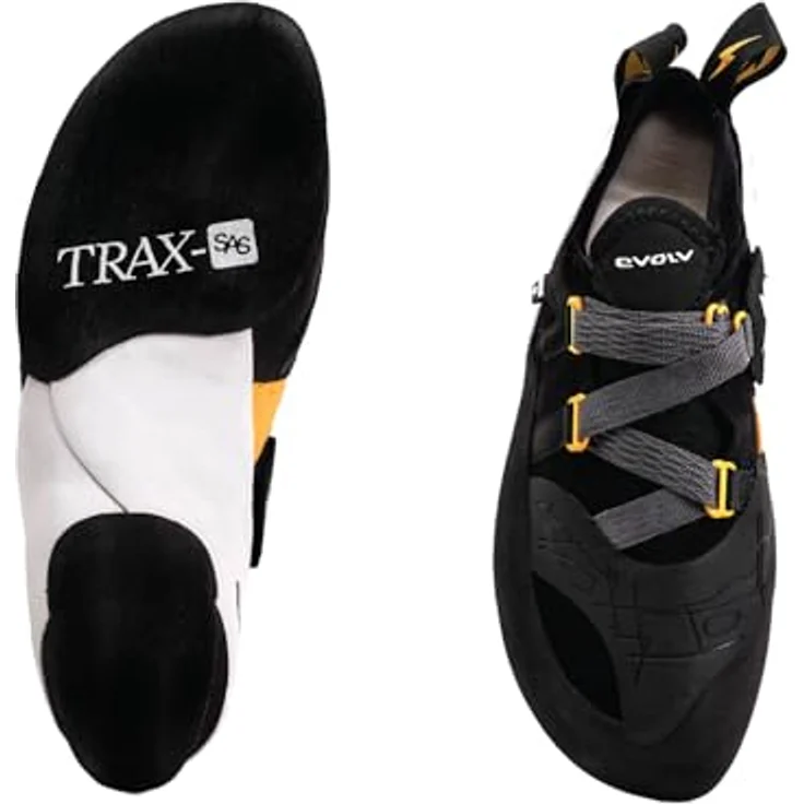 Evolv Shaman Pro, Herren Kletterschuhe, EvoWrap-Technologie, dünne Love Bump-Zwischensohle, vegan, Schwarz, Größe 42.5 – Bild 5