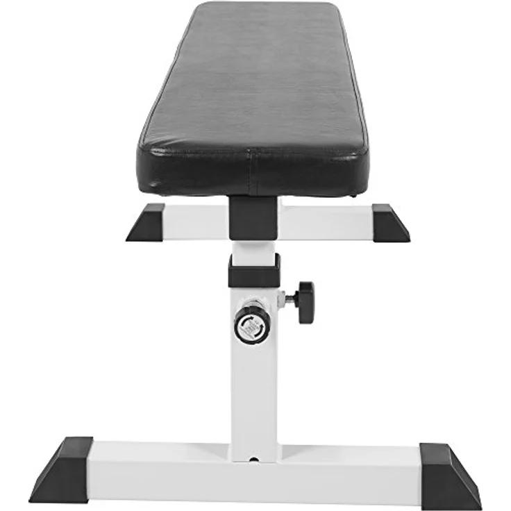 GORILLA SPORTS® Hantelbank - Verstellbar, bis 200 kg Belastbar, aus Stahl, Weiß - Flachbank, Trainingsbank, Fitnessbank, Bankdrücken, Bauchtrainer, Drückerbank, Gym Bench, Fitnessgeräte für Zuhause – Bild 4