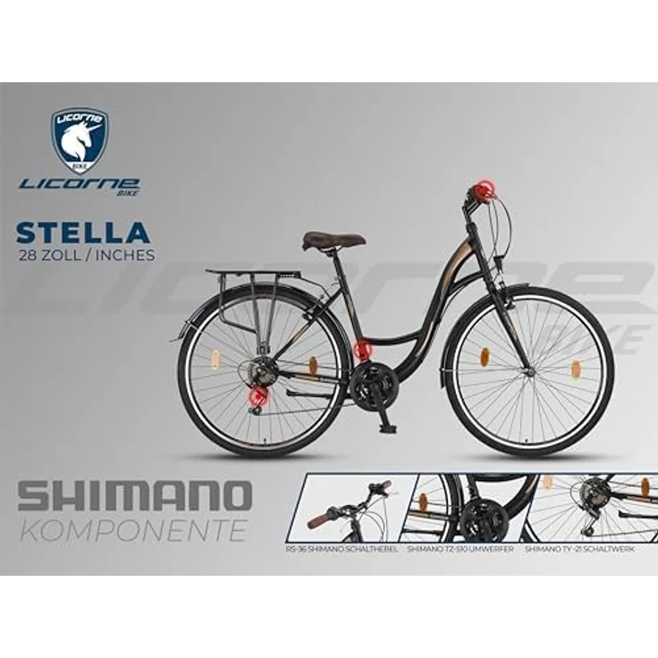 Licorne Bike Stella Premium City Bike 28 Zoll Schwarz - 21 Gang-Schaltung - Hollandfahrrad für Damen und Herren - Preisvergleich – Bild 3