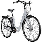 AGON Aurora E Bike Citybike 28 Zoll Elektrofahrrad 250W Motor bis 115 km 3 Gang 10,4 Ah Lithium Ionen Akku Gepäckträger Damen und Herren 150-175 cm (telegrey, 48 cm)