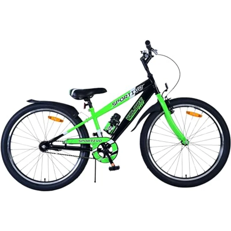 Volare Kinderfahrrad Sportivo 24 Zoll für Jungen in Schwarz Grün - Handbremse, Rücktrittbremse, Klingel, Reflektoren, Gepäckträger – Bild 2