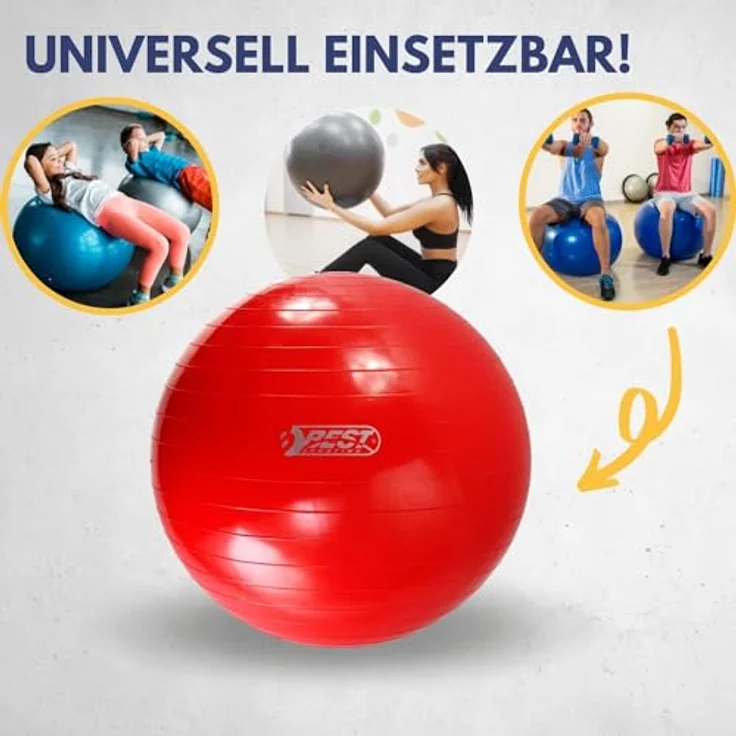 Best Sporting Unisex – Erwachsene Gymnastikball I Trainingsball 65cm, 75cm oder 85cm I Für Therapie- und Rehabilitationseinheiten I Belastung bis 250kg I Pilates Ball I Fitnessball für zu Hause – Bild 3