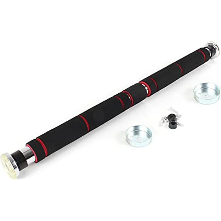 Wiltec Klimmzugstange, Stahl, max. 100 kg, verstellbar 62-85 cm, mit Softgrip, für Krafttraining und vielseitiges Training – Bild 1