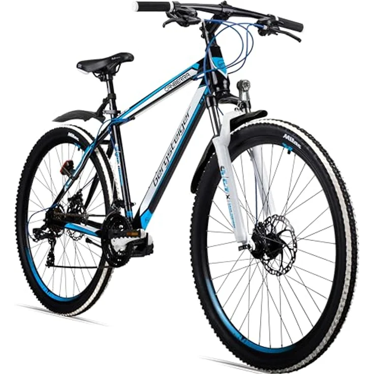 Bergsteiger Canberra 29 Zoll Mountainbike, Aluminium Rahmen, Hardtail MTB mit 21 Gang-Schaltung, Scheibenbremsen, Licht & Schutzblech, Gabel-Federung – Bild 1