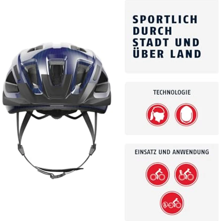 ABUS Aduro 3.0 LED, sportiver City-Helm mit Rücklicht für Damen und Herren, Größe S, Violett – Bild 2