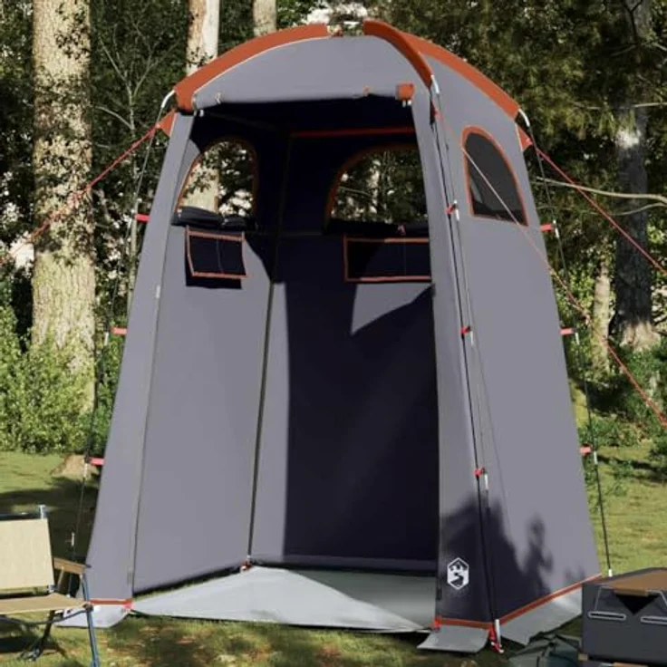 vidaXL Duschzelt Grau und Orange Wasserdicht, Campingzelt mit versiegelten Nähten – Bild 2