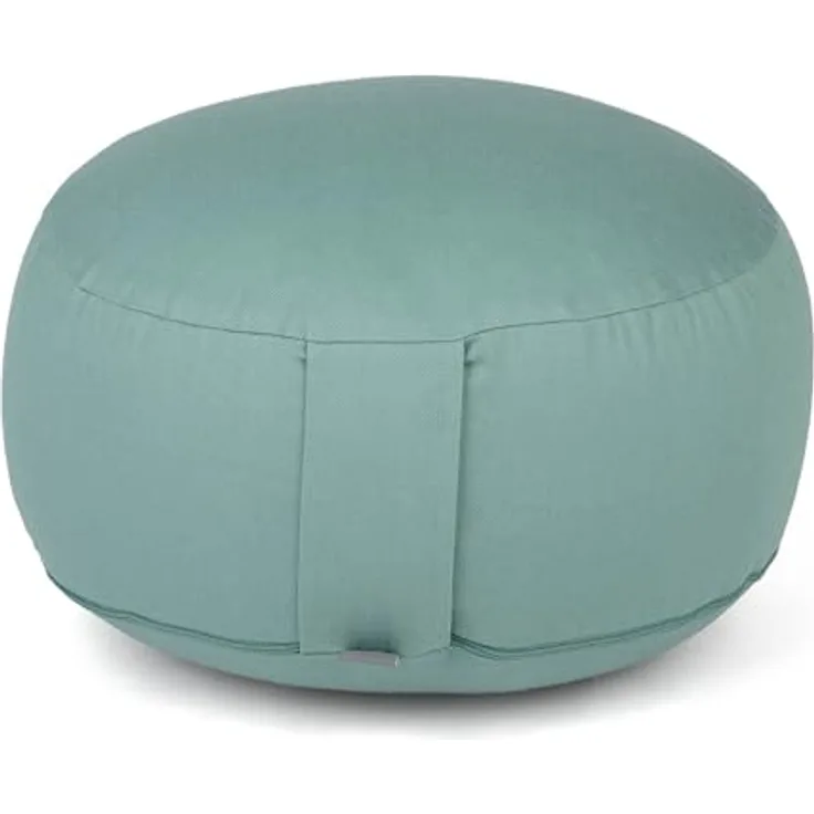 Bodhi Meditationskissen Rondo ECO | Yogakissen mit Bio Dinkelfüllung | Bezug aus 100% Baumwolle | Waschbarer Bezug mit praktischer Trageschlaufe | Höhe 20 cm (Mineral Blue)