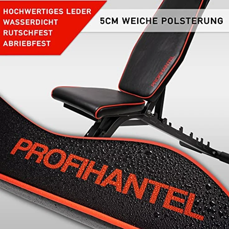 Profihantel | Premium Line Hantelbank – Vielfach verstellbare Schrägbank | Extreme Belastbarkeit 550 kg | 21 Trainingspositionen | Mit Beinhalterung | Inklusive Trainingsratgeber zur Trainingsbank – Bild 4
