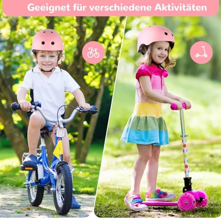 Tacklife PA-902 Kinder Fahrradhelm EN1078 CE-zertifiziert, verstellbarer Kinnriemen, 3D DIY & reflektierende Aufkleber, unisex, weiß/pink/blau – Bild 6