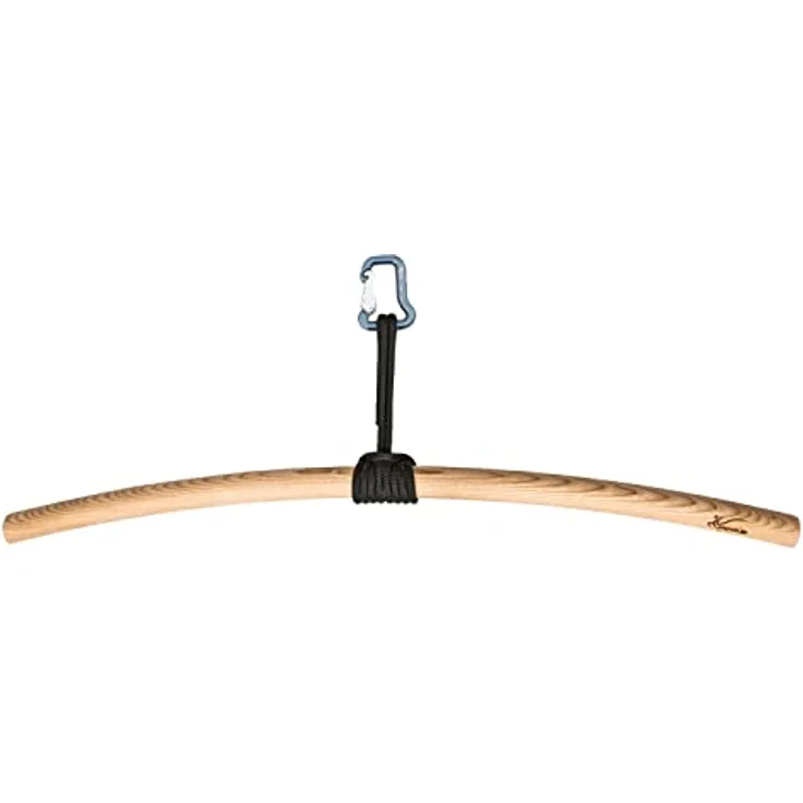 eaglefit - Premium Klimmzugstange Holz nur mit Seil & Karabiner für Outdoor & Zuhause wetterfest, 100 cm Klimmzug Stange ergonomisch gebogen für Deckenmontage - Pull-Up Bar für frei hängende Klimmzüge