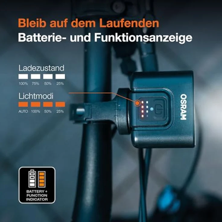 OSRAM Fahrradbeleuchtung Set LED, kraftvolle Ausleuchtung bis zu 95 Meter, integrierter Helligkeitssensor – Bild 7