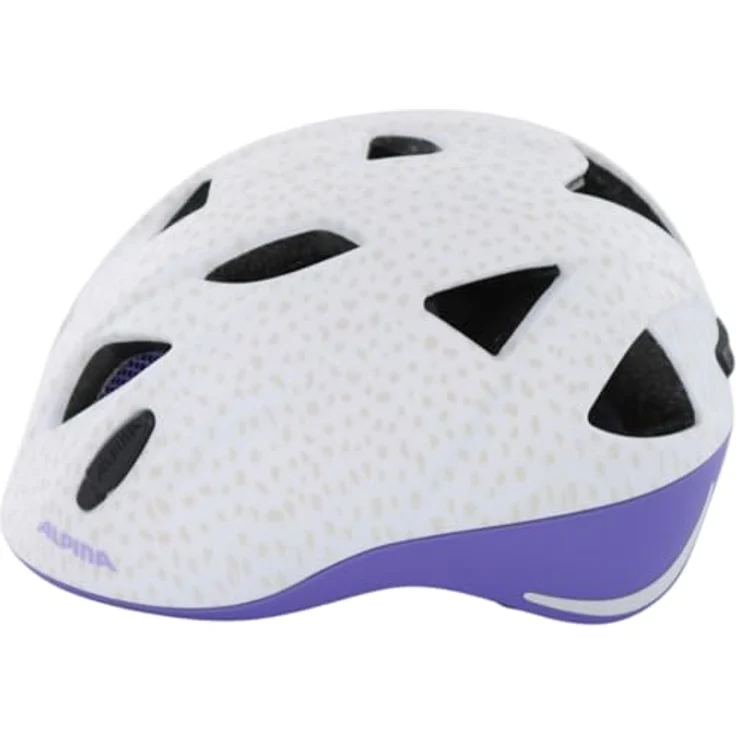 ALPINA Ximo L.E. Fahrradhelm für Kinder, Leicht & Bruchfest, mit optionalem LED-Licht, White Purple Dots Matt, 49-54 cm – Bild 2