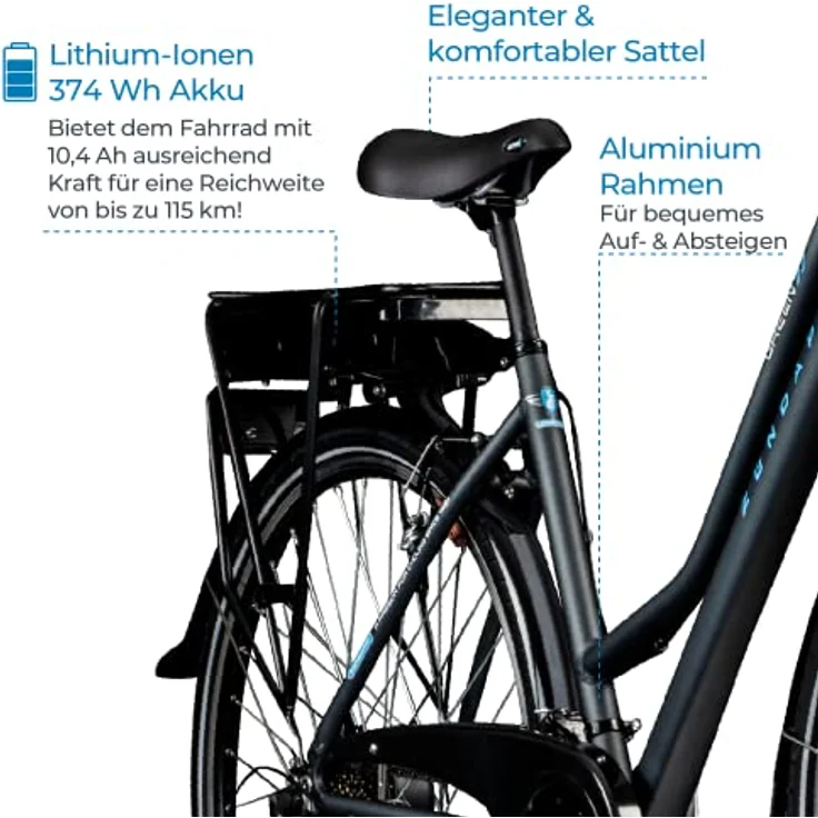 ZÜNDAPP E-Bike Trekking 700c Green 7.7 Pedelec Trekkingrad Damen 28 Zoll Touren (grau/blau, 48 cm) - Damen Trapezrahmen, 250 W Motor, 374 Wh Akku, 21 Gangschaltung – Bild 5