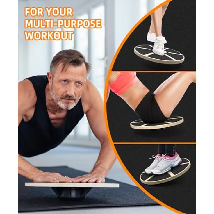 Sportneer Balance Board, Tablett von Gleichgewicht/Wackelbrett/Balance Trainer/Sitzkissen Gleichgewicht Professionel aus Holz für die Übung, Gym, Sport Performance Enhancement (Schwarz) – Bild 4