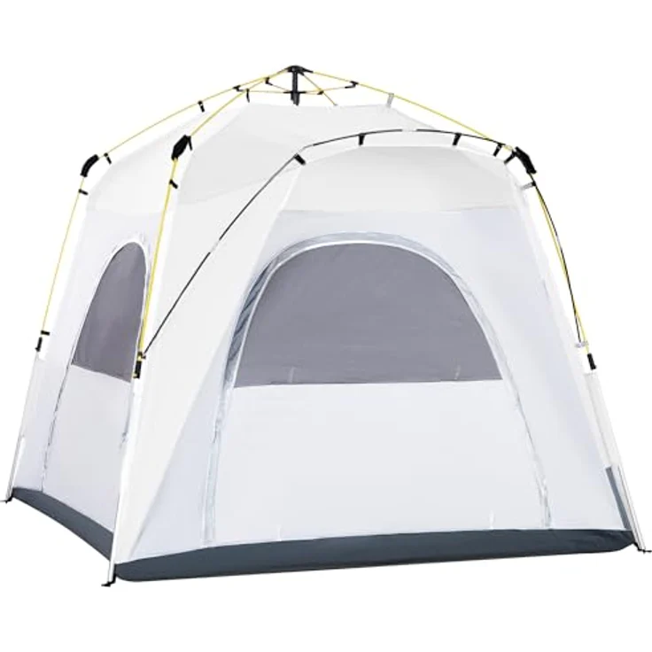 Outsunny Pop Up Kuppelzelt für 4 Personen, UV 50+, 4 Türen, 1,9 m Firsthöhe, 1000 mm Wassersäule, leicht und stabil für Camping und Garten – Bild 1