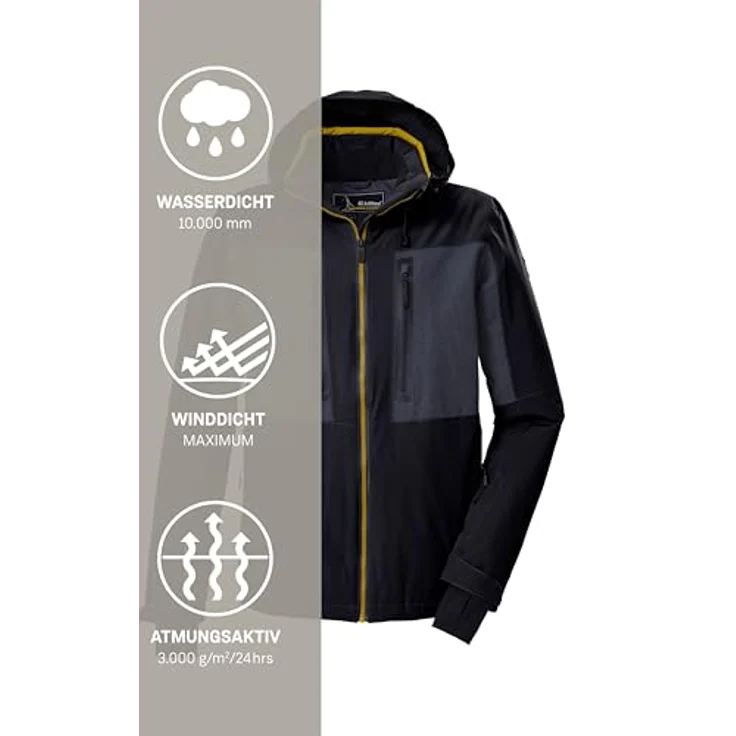 Killtec Ksw 47 Mn, Skijacke für Herren, wasserdicht und atmungsaktiv, schwarz-blau, Größe L – Bild 6