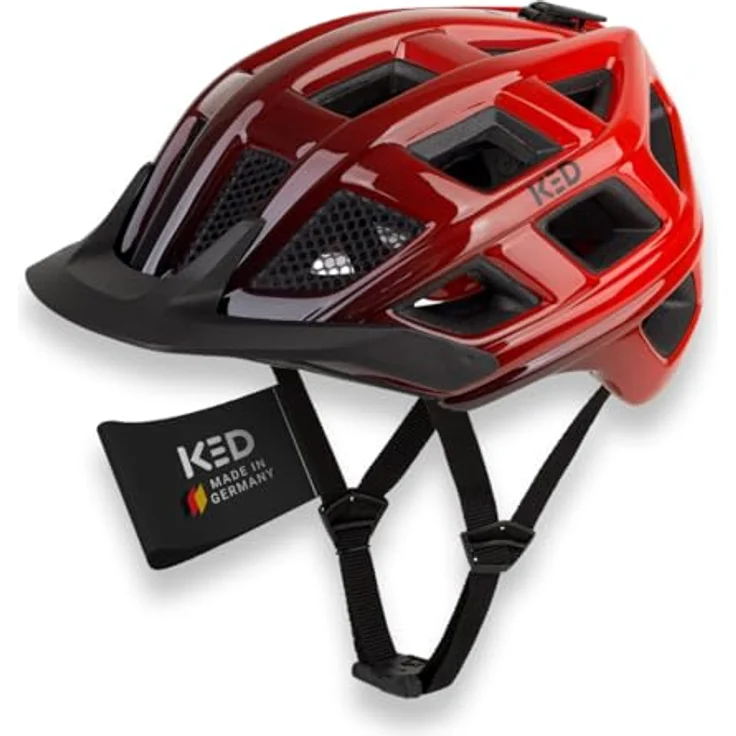 KED Crom Fahrradhelm mit K-FIT Anpassungssystem, LED Rücklicht, red-black glossy, Größe 52-58 (M) – Bild 1
