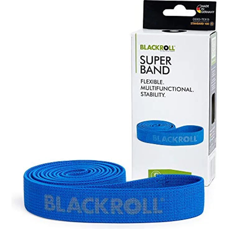 BLACKROLL® SUPER Band (104 cm), Widerstandsband zur Kräftigung der Muskeln mit 10 kg Widerstand, waschbar, hautfreundliches Material, Blau, Made in Germany – Bild 1