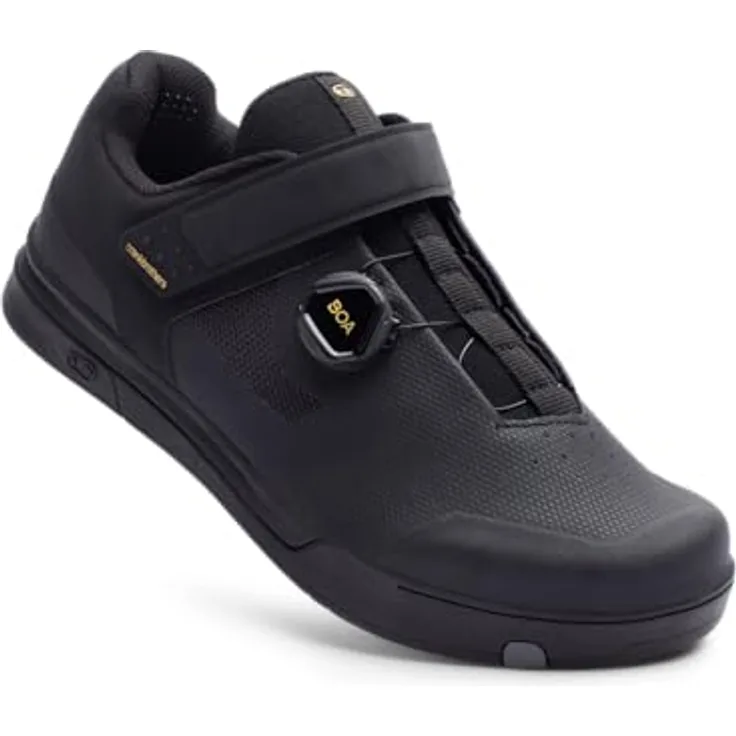 Crankbrothers Mallet Boa, Premium MTB Klickpedal-Schuh mit BOA Schnürsystem und Klettverschluss, Schwarz Gold, Größe 44,5
